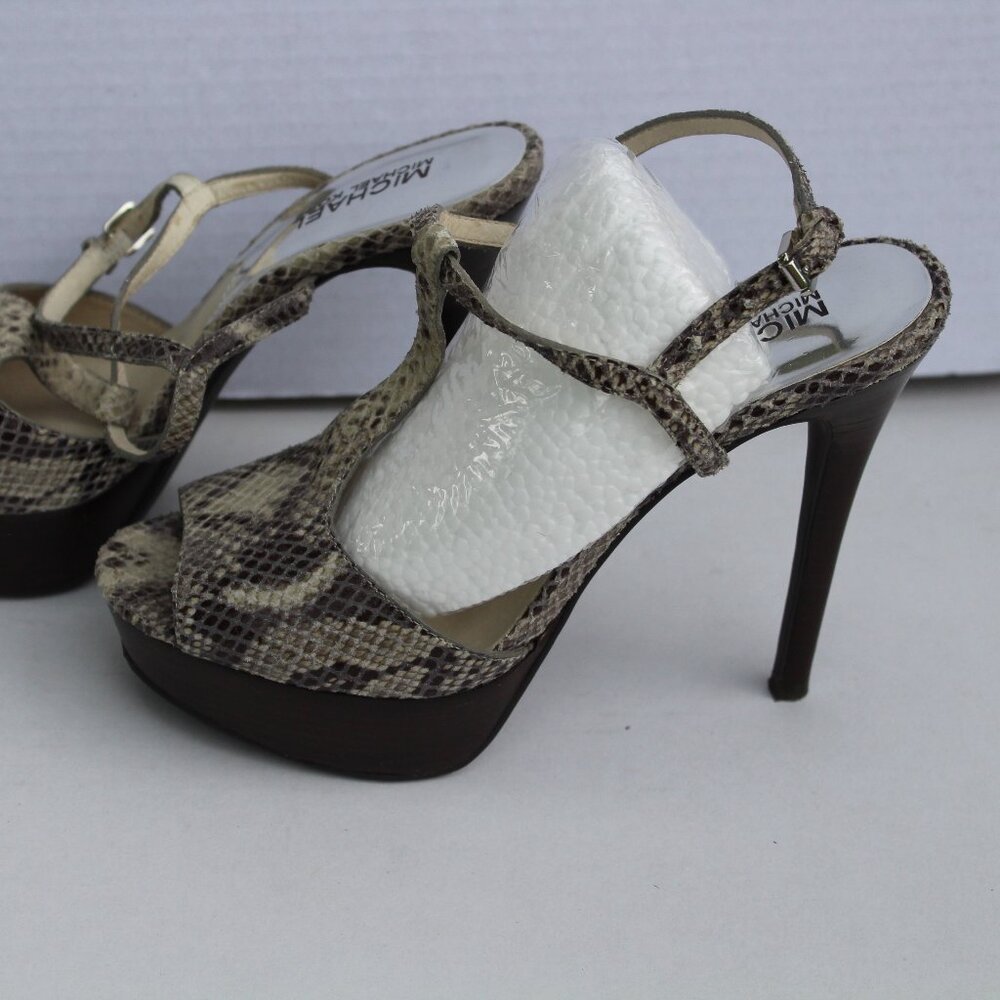 MICHAEL KORS  T-STRAP WOMEN PLATFORM HEELS SHOES SNAKE PRINT Size 7m